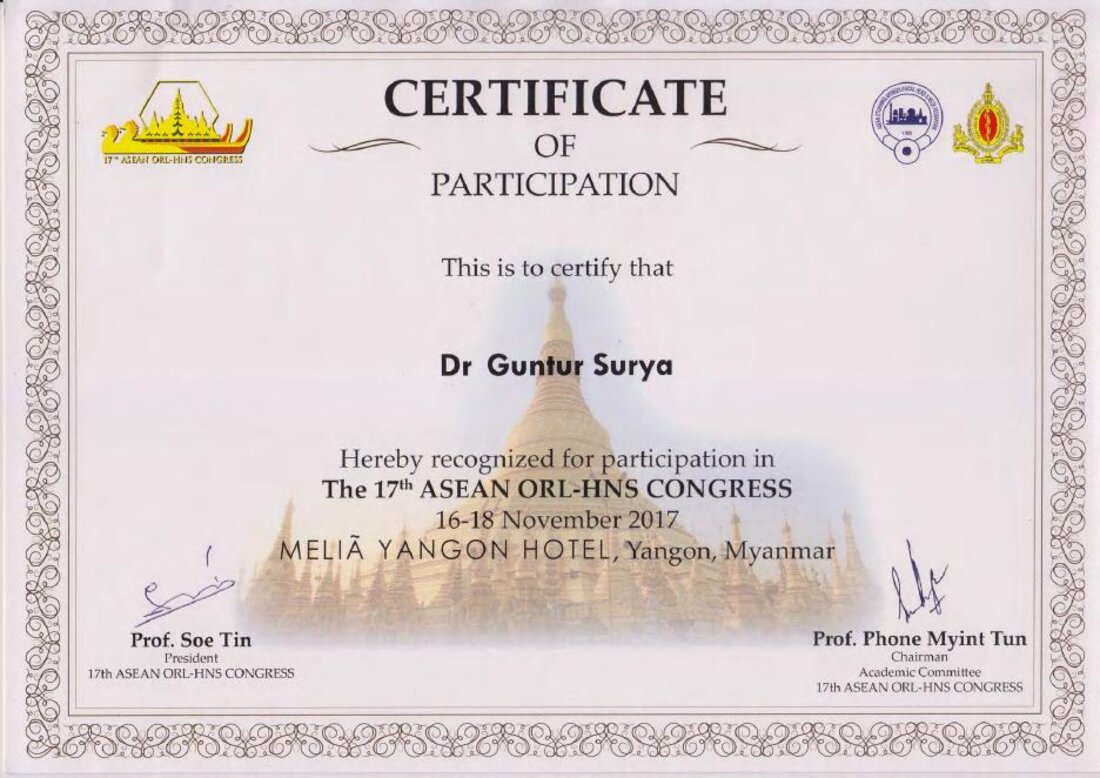 Peserta 17th ASEAN ORL-HNS Congress Yangon 2017