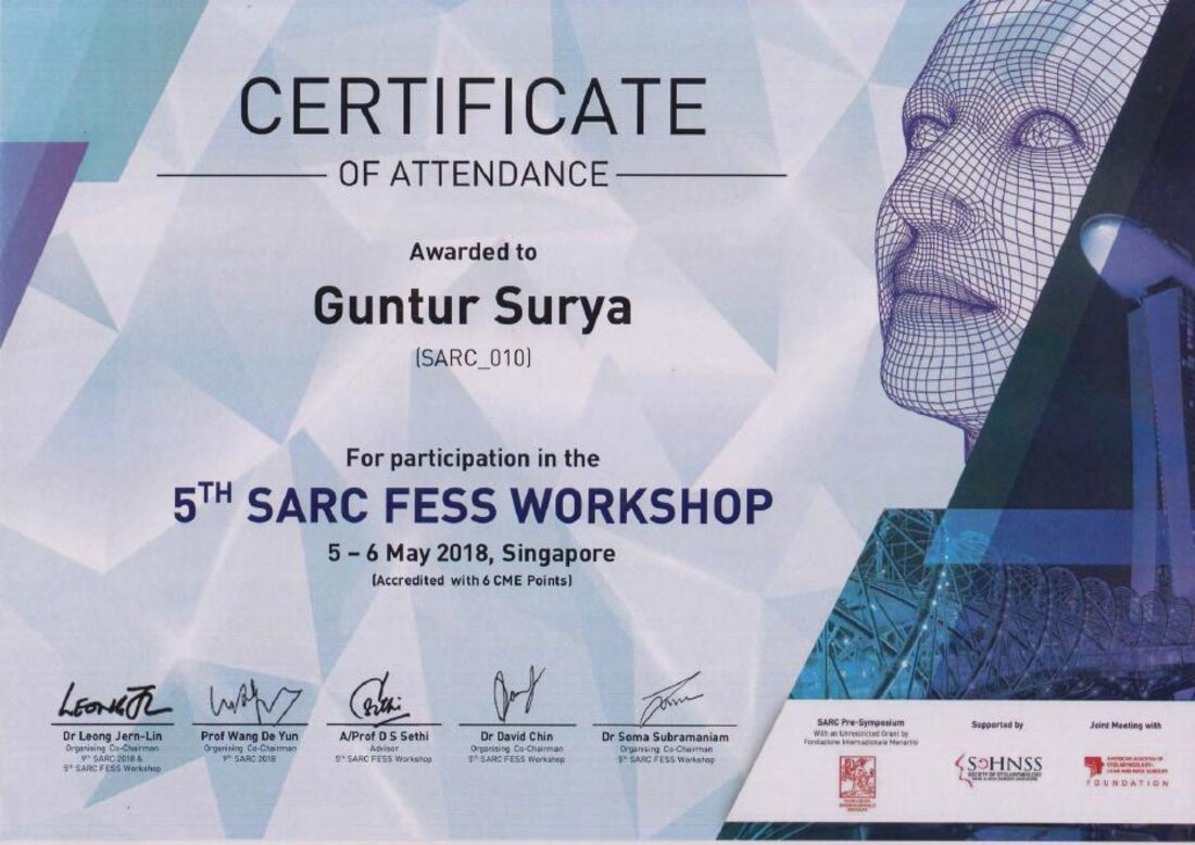 Sertifikat 5th SARC FESS Workshop Singapore 2018